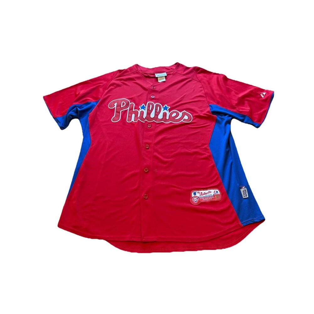 Majestic Cool Base Philadelphia Phillies MLB Baseball Jersey XL Red Stitched